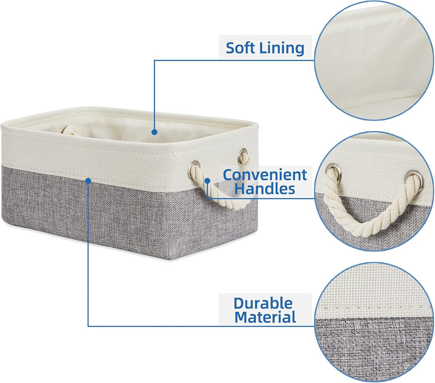 Temary Small Storage Baskets for Organizing 6Pcs Small Storage Bins, Decorative Collapsible Fabric