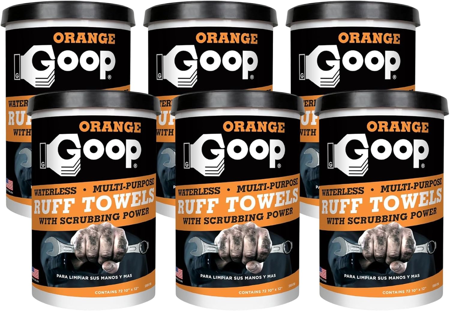 GOOP Heavy Duty Ruff Towels with Scrubbing Power, 10” x 12” Dual Textured Multi-Purpose Cleaning
