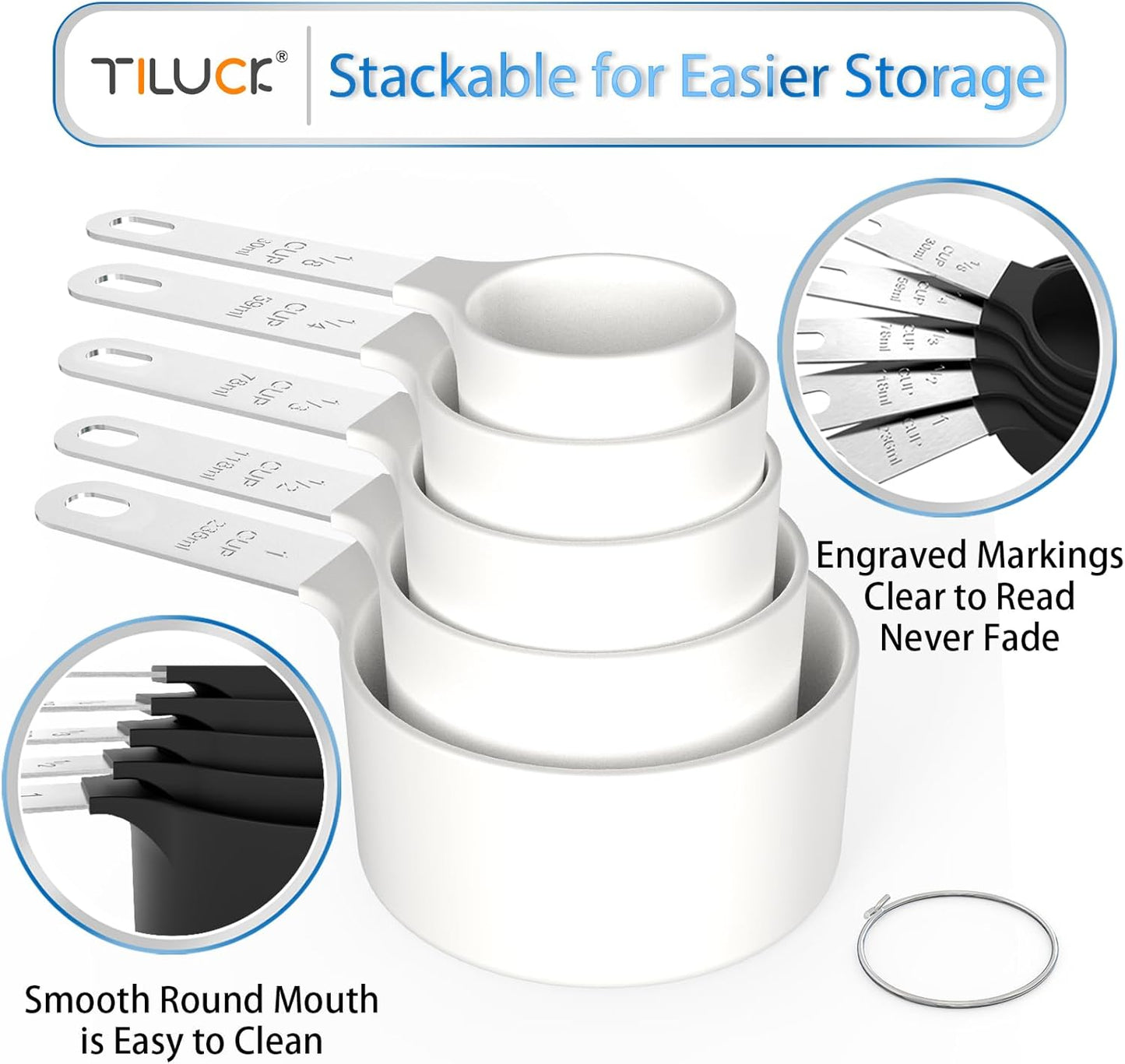 TILUCK Measuring Cups & Spoons Set, Stackable Cups and Spoons, Nesting Measure Cups with Stainless