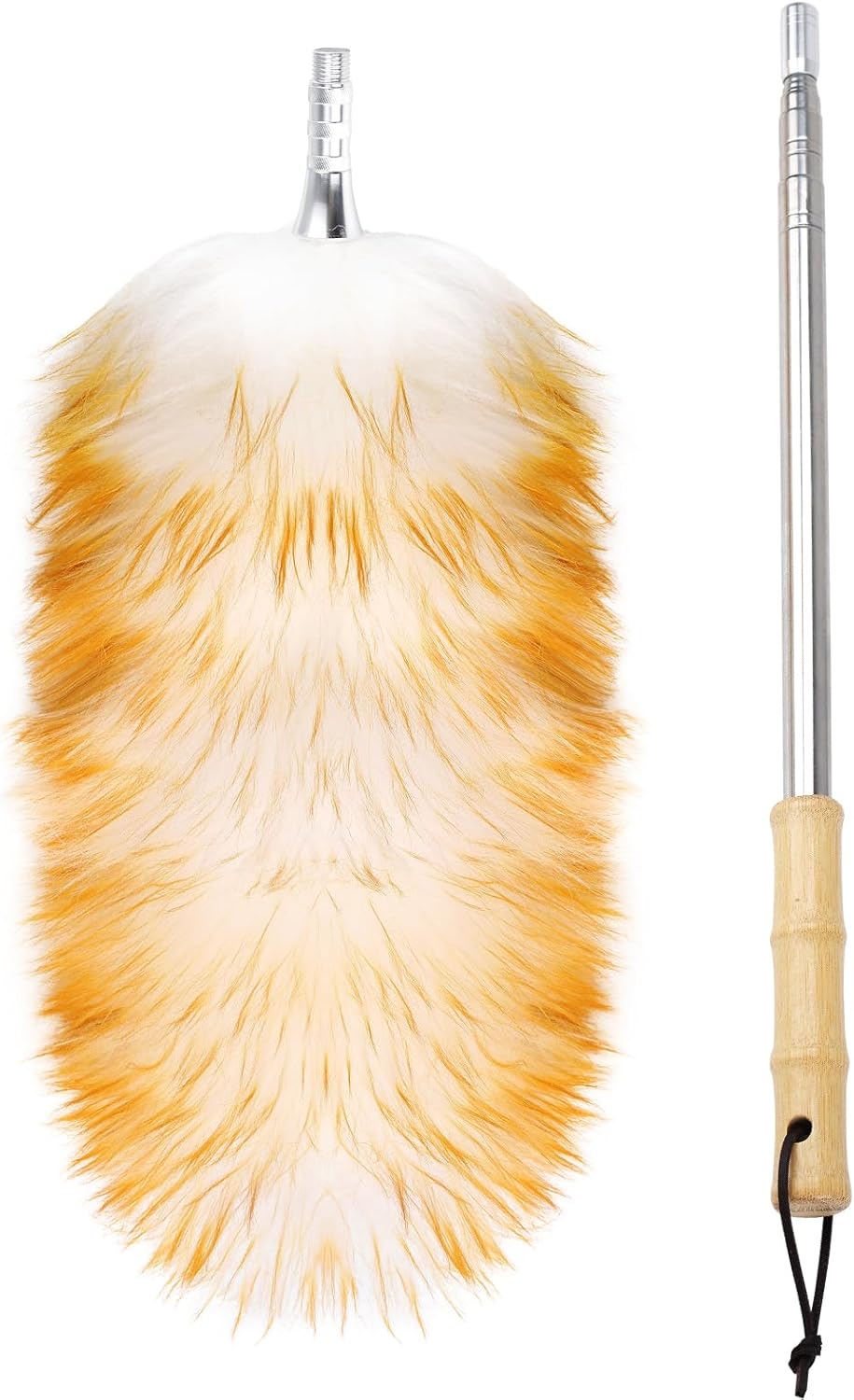 Feathers Duster,Long Telescoping Lambswool Dusters with Stainless Steel Extension Pole Up to 87.8"
