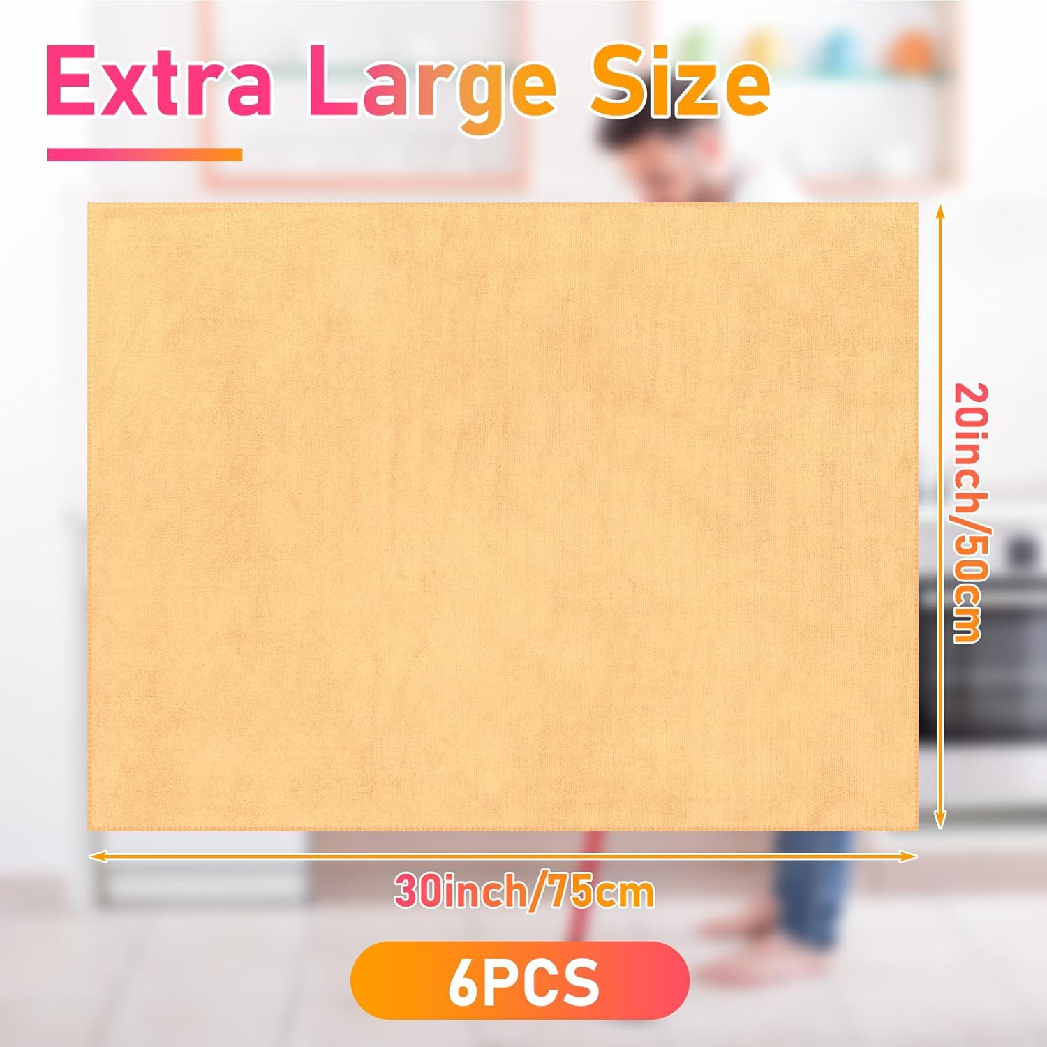 Newwiee 6 Pcs Extra Large Microfiber Cleaning Cloth 30" x 20" Washable Reusable Microfiber Towel