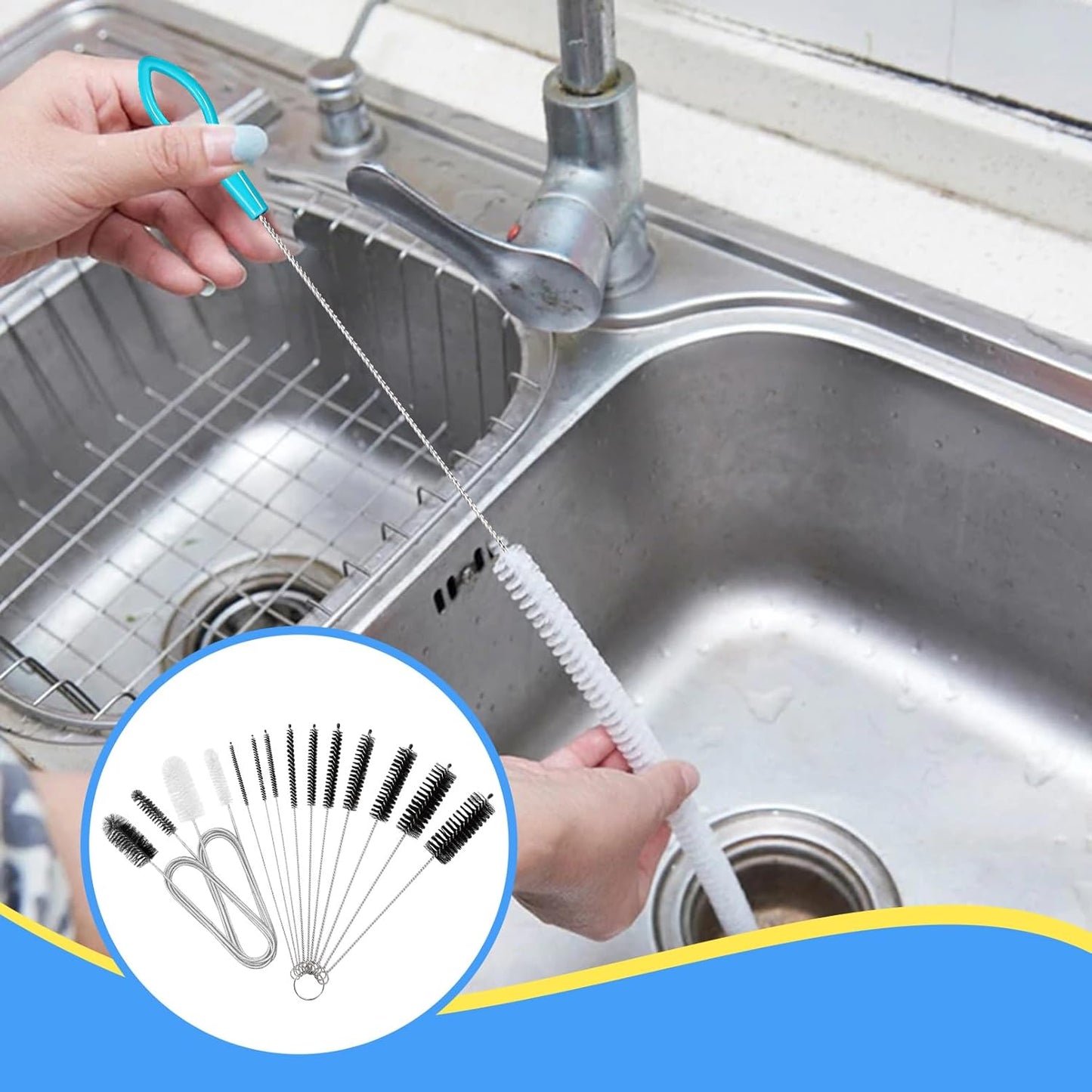 16pcs Long Tube Cleaner Set, Extra Long Hose Cleaning Brush, Pipe Cleaning Brush, Cleaning Brush