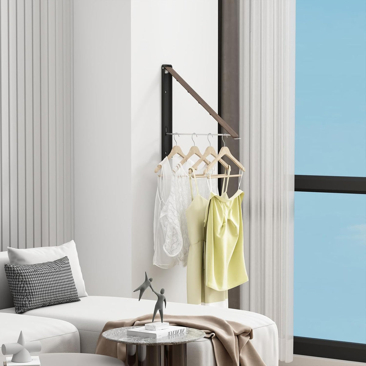 Clothes Drying Rack for Laundry Drying Rack Wall Mounted Clothes Hanger Rack Retractable Laundry