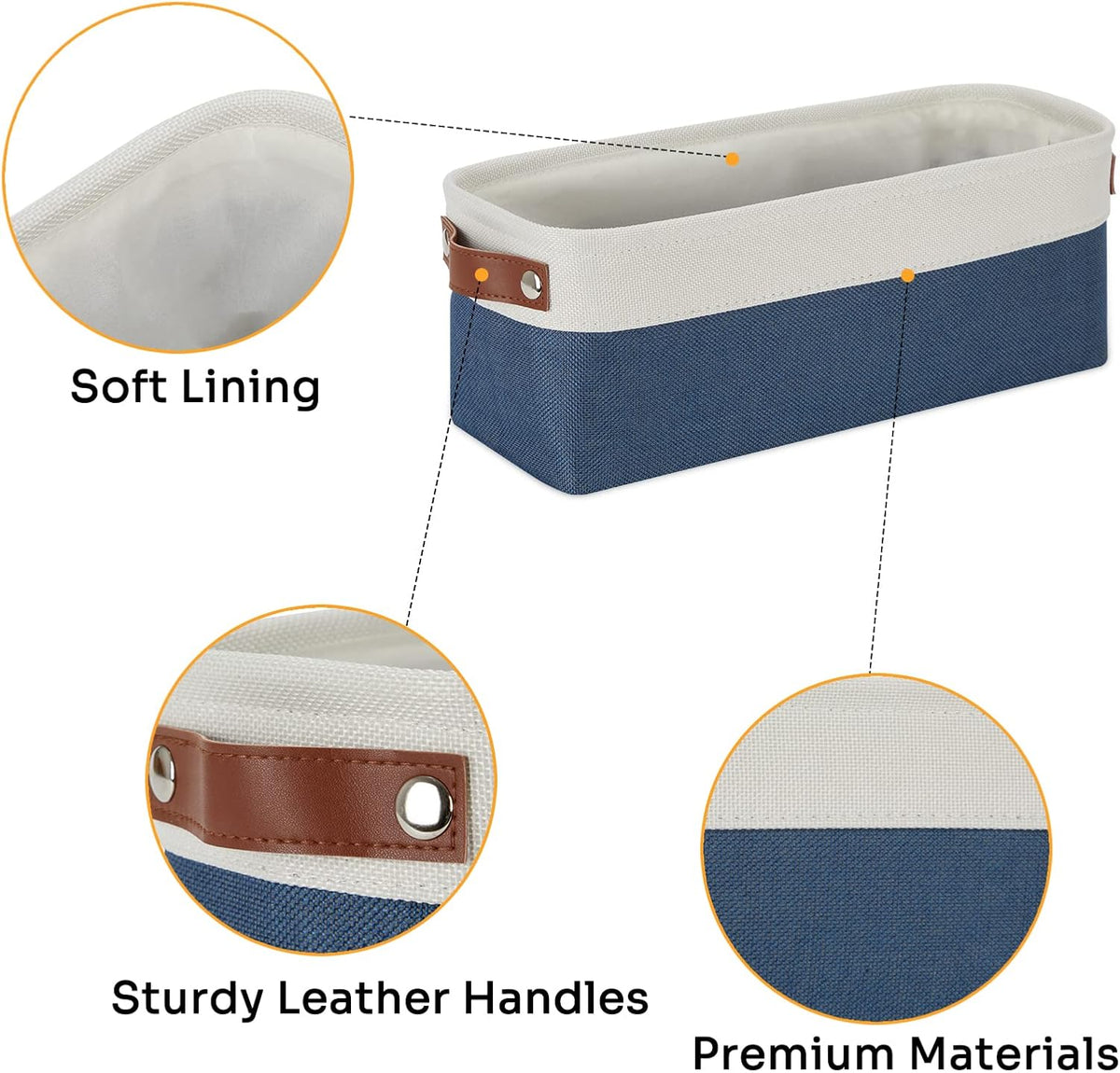 DULLEMELO Toilet Paper Baskets for Storage 15"x6"x5.5" Small Rectangular Baskets for Towels [2