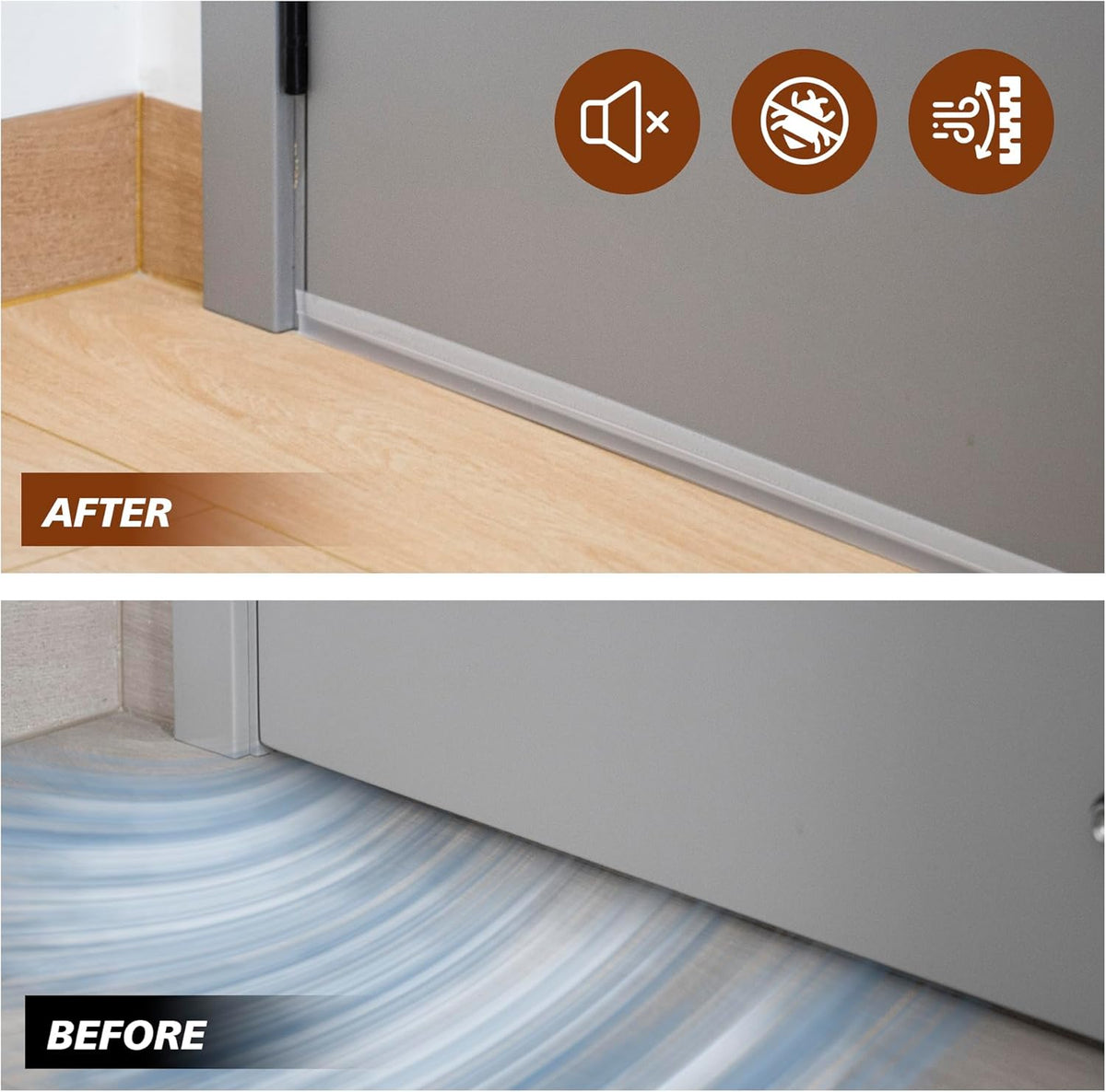 RECAPS 35mm 16.4 Feet Silicone Weather Stripping Door Seal, Transparent Under Door Gap Filler for