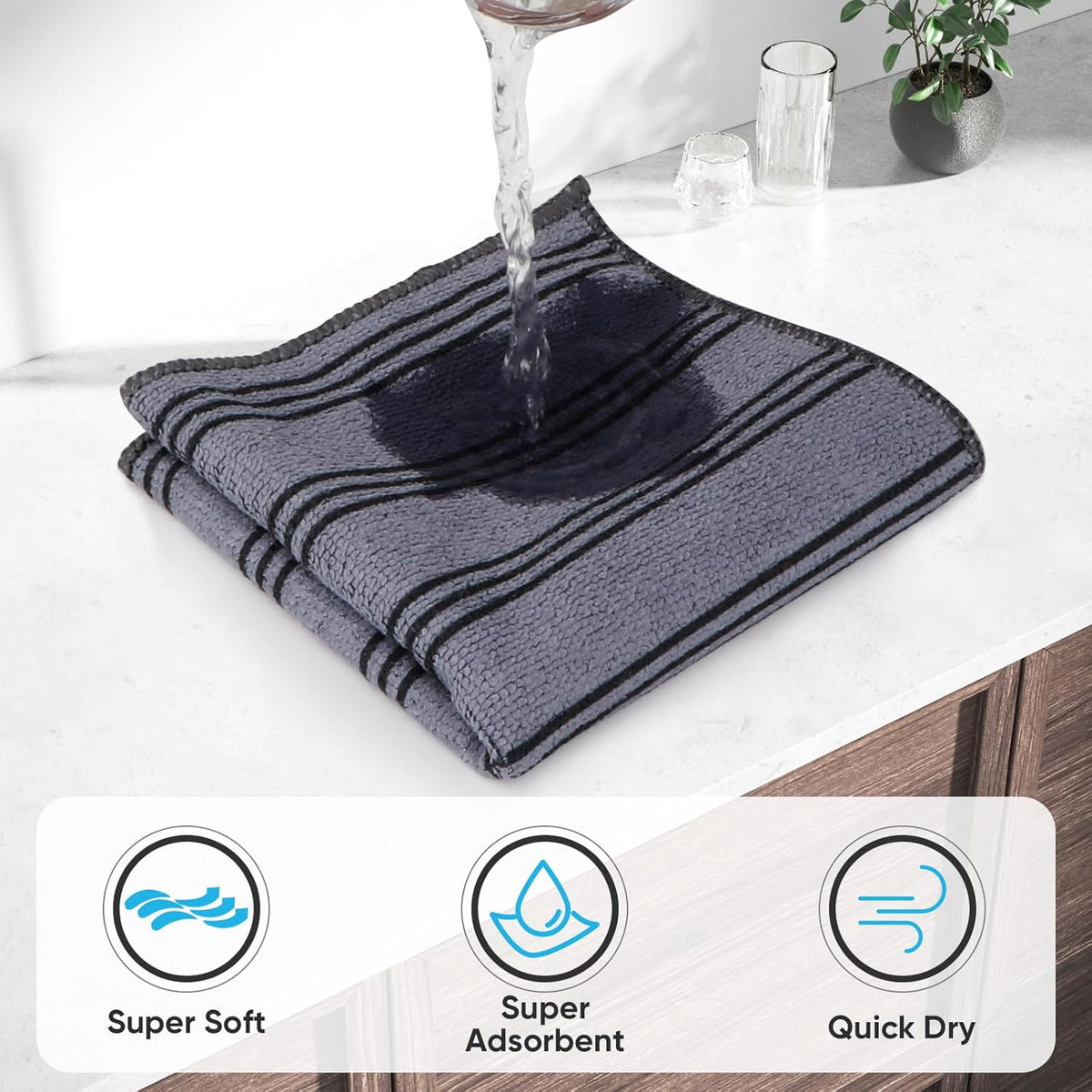 HOMEXCEL Microfiber Cleaning Cloth, Kitchen Towels 12 Pack, Lint Free, Scratch-Free, Highly