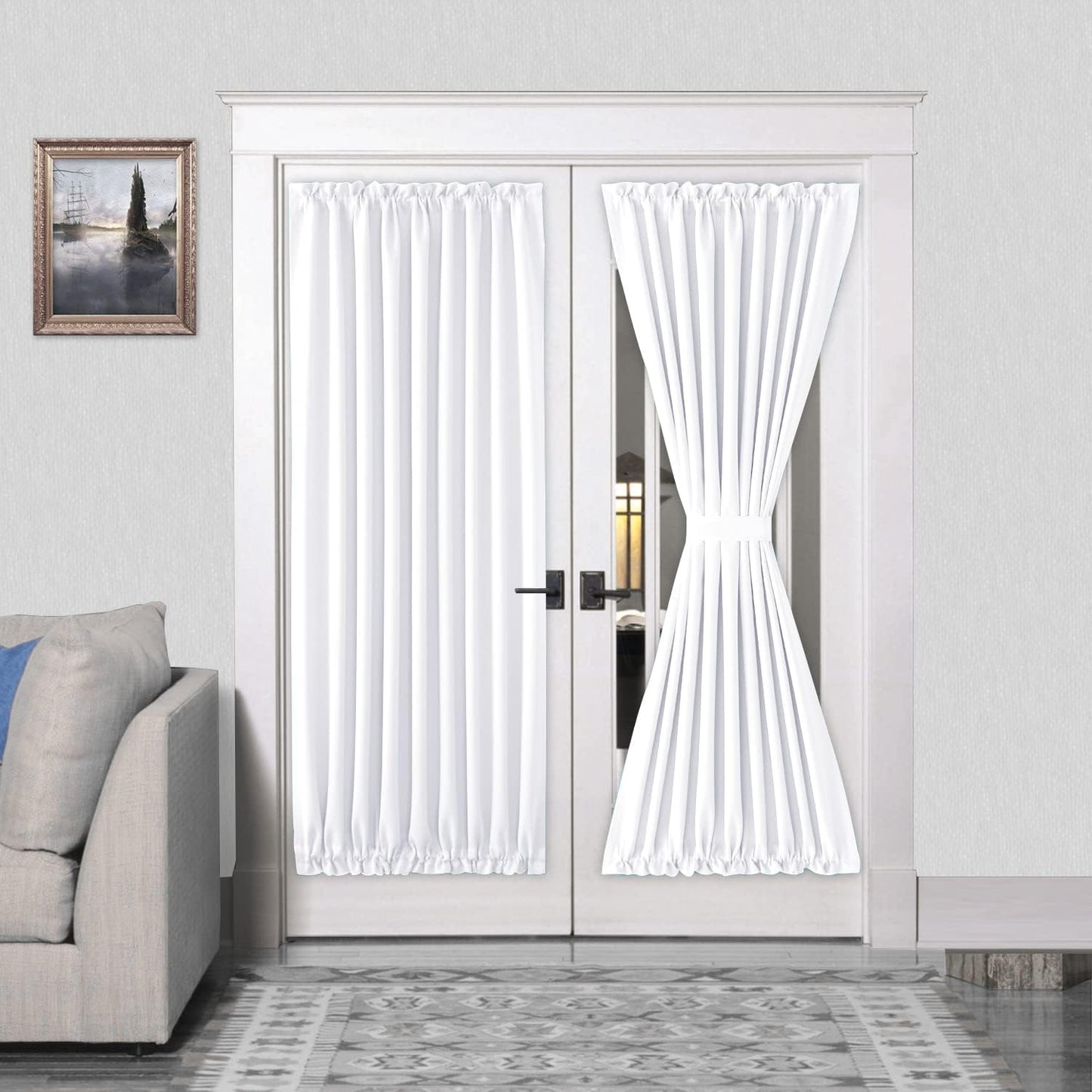 DWCN French Door Curtains – Rod Pocket Thermal Curtain for Doors with Glass Window, Kitchen and