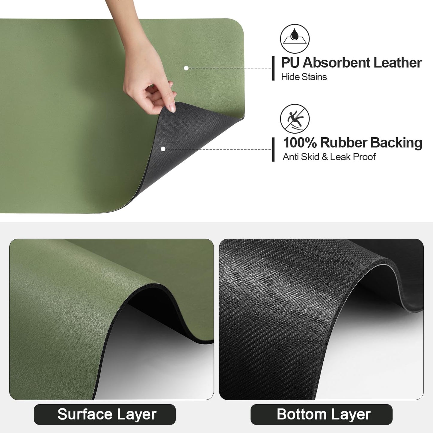 Dish Drying Mat for Kitchen Counter | Coffee Bar Mat for Countertops | Heat Resistant Drainer Mat