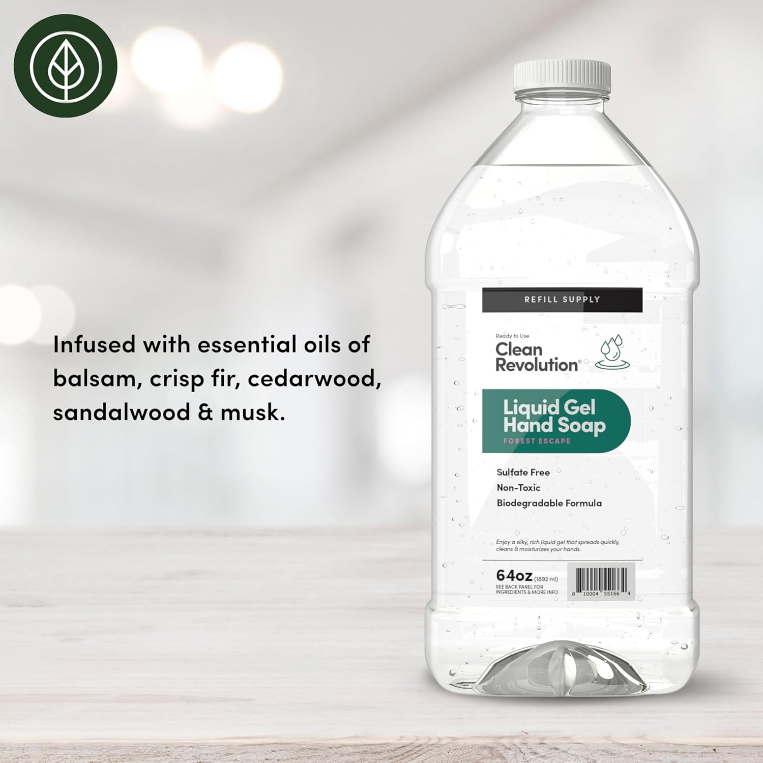 Clean Revolution Liquid Gel Hand Soap, Silky Rich Liquid, Quick Lather, Fast Rinsing, Contains Real