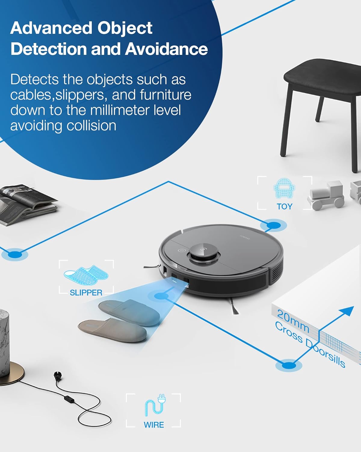Ecovacs Deebot T8 Robot Vacuum and Mop Cleaner, Precise Laser Navigation, Multi-floor Mapping