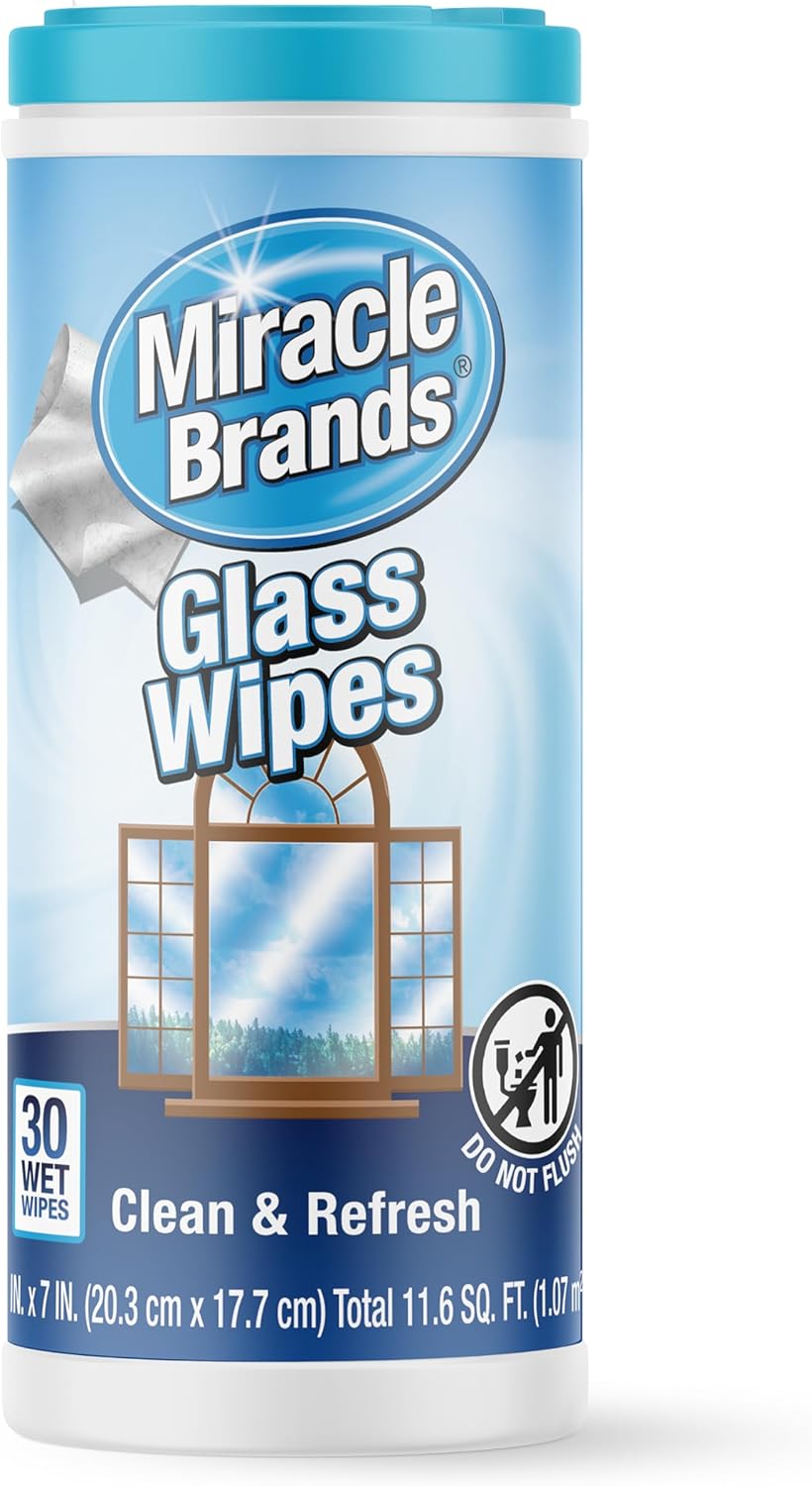 MiracleWipes for Glass, Disposable and Streak Free Cleaning Wipes for Mirrors, Windows, Kitchen