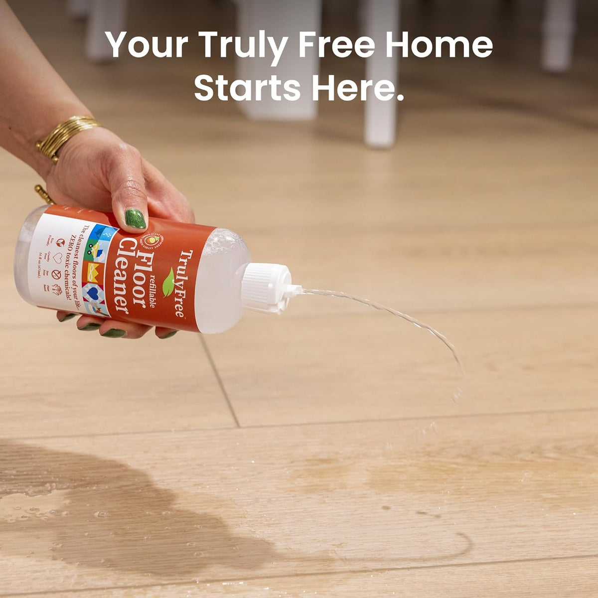 Truly Free Floor Cleaner Kit - Plant-Based Mopping Solution (16oz Reusable Empty Bottle + Two