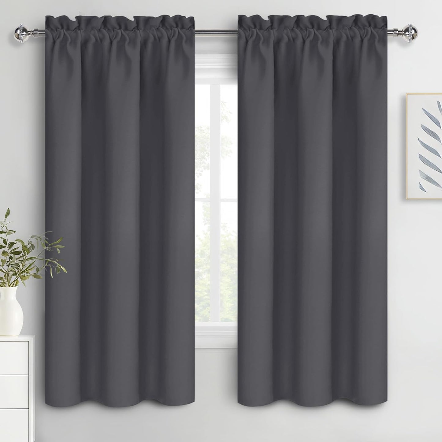 DWCN Blackout Curtains for Bedroom 63 Inch Length 2 Panels Set, Solid Thermal Insulated Energy