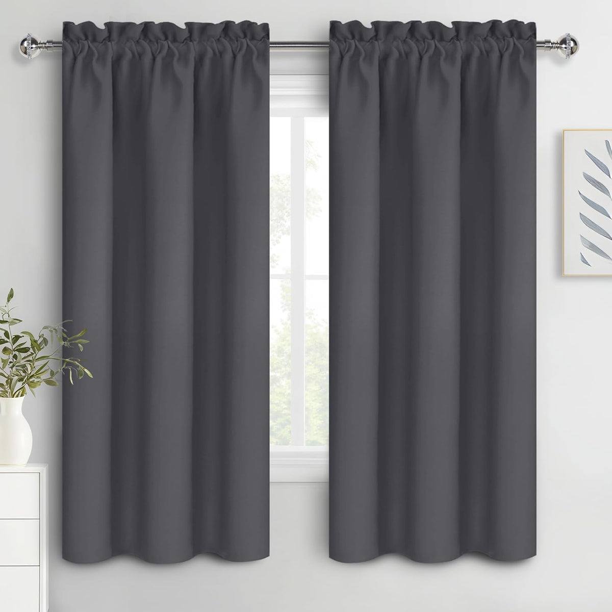 DWCN Blackout Curtains for Bedroom 63 Inch Length 2 Panels Set, Solid Thermal Insulated Energy