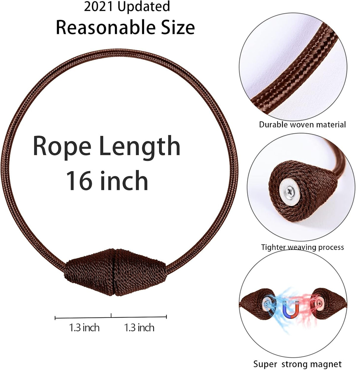 2 PCS Magnetic Curtain Tiebacks, European Style Convenient Drape Tie Backs Holdbacks for Thin or