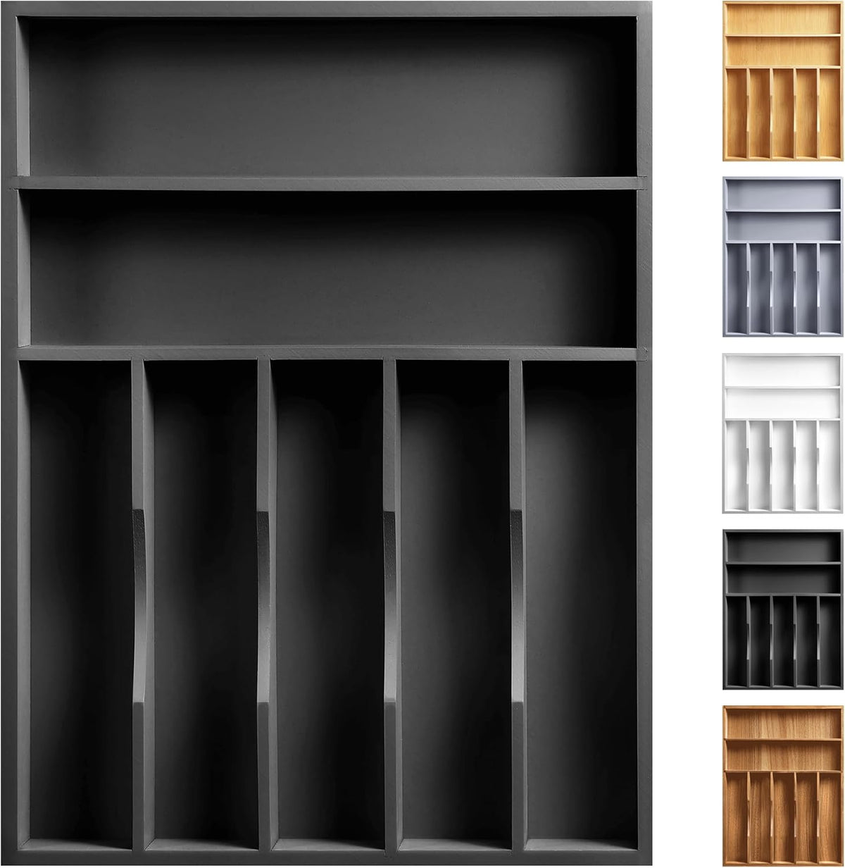 Kitchen Bamboo Silverware Organizer, Kitchen Drawer Organizer - Utensil Holder and Cutlery Tray