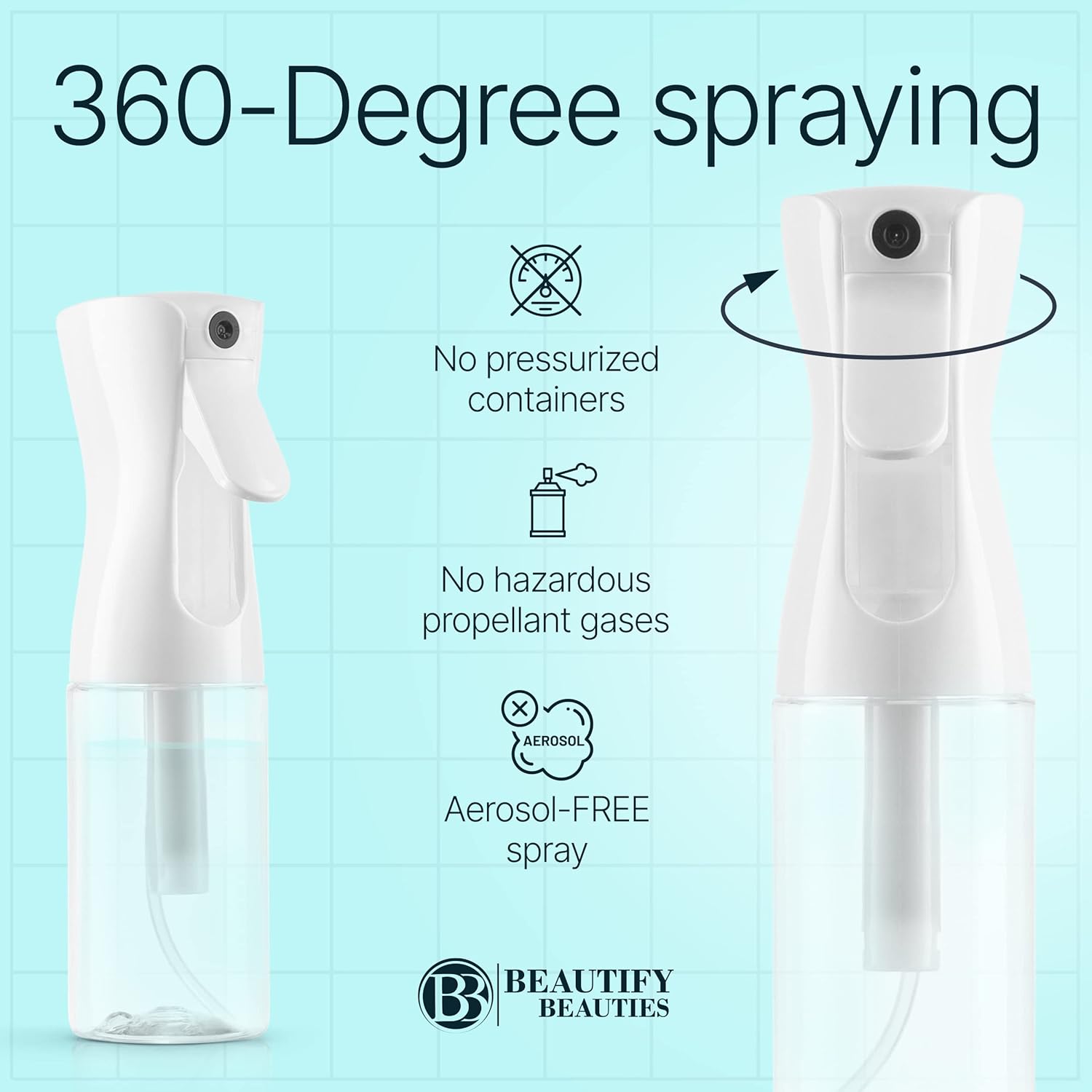 BeautifyBeauties Spray Bottle For Hair – Continuous Mister Spray Bottle for Hairstyling, Cleaning