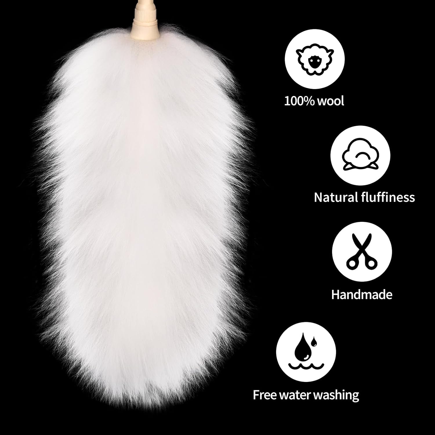 Extendable Lambswool Duster 29-110 Inch,Anti-Static Flexible Head, Stainless Steel Pole for