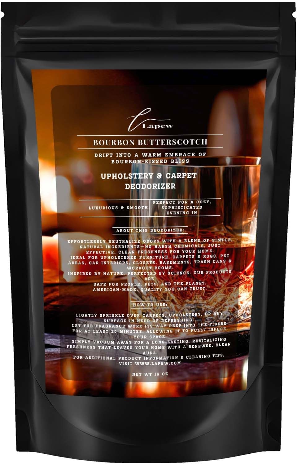 Bourbon & Butterscotch Carpet Freshener Powder 16 oz | Powerful Odor Eliminator for Home |