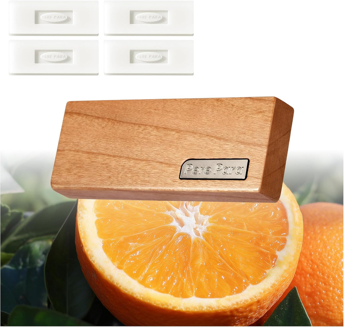 4 Refreshing Scent Bags Wood Car Air Freshener Vent Clip (Burlywood, Summer Night)- Natural Scent