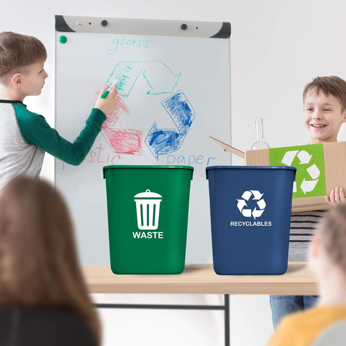 Acrimet Wastebasket Bin for Recycling and Waste, 6.75 Gallon/ 27 Quart/ 24 Liter (Plastic) (Green