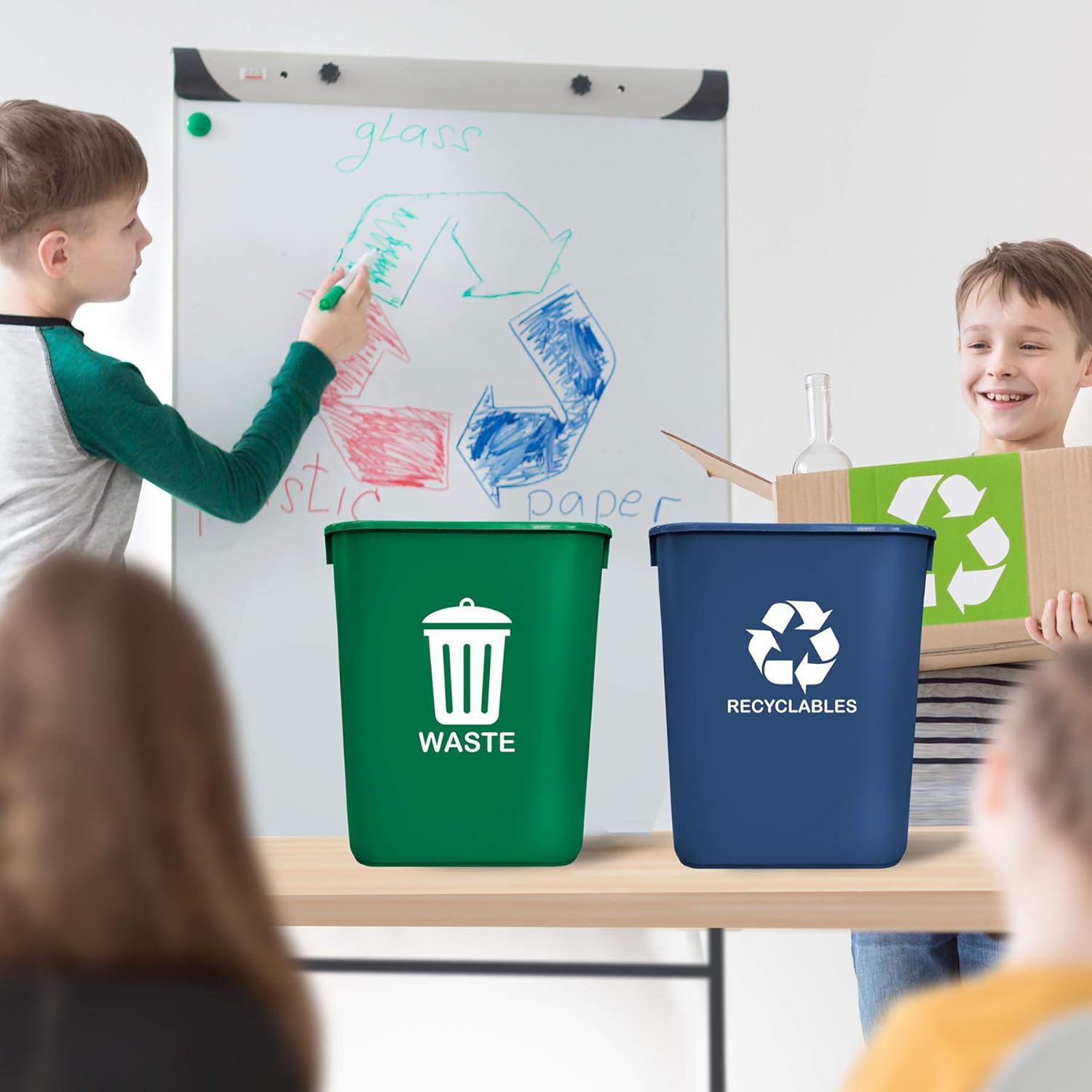 Acrimet Wastebasket Bin for Recycling and Waste, 6.75 Gallon/ 27 Quart/ 24 Liter (Plastic) (Green
