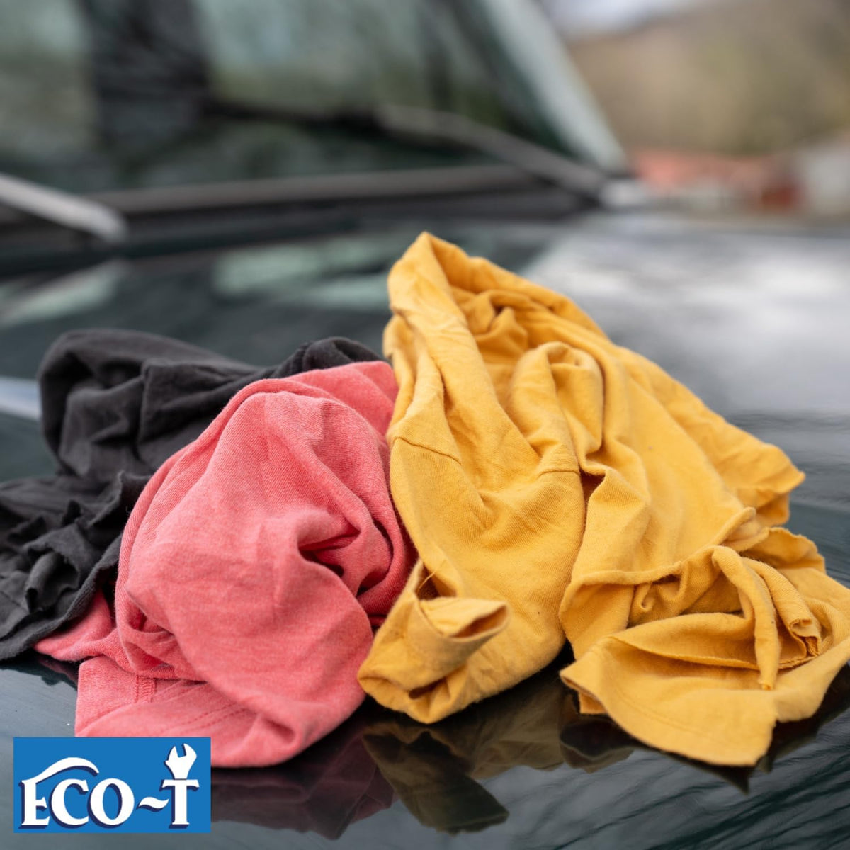 4 Lb Bag Eco-T Mechanic Shop Rags - Colored T-Shirt Material, 100% Recycled, Eco-Friendly, High