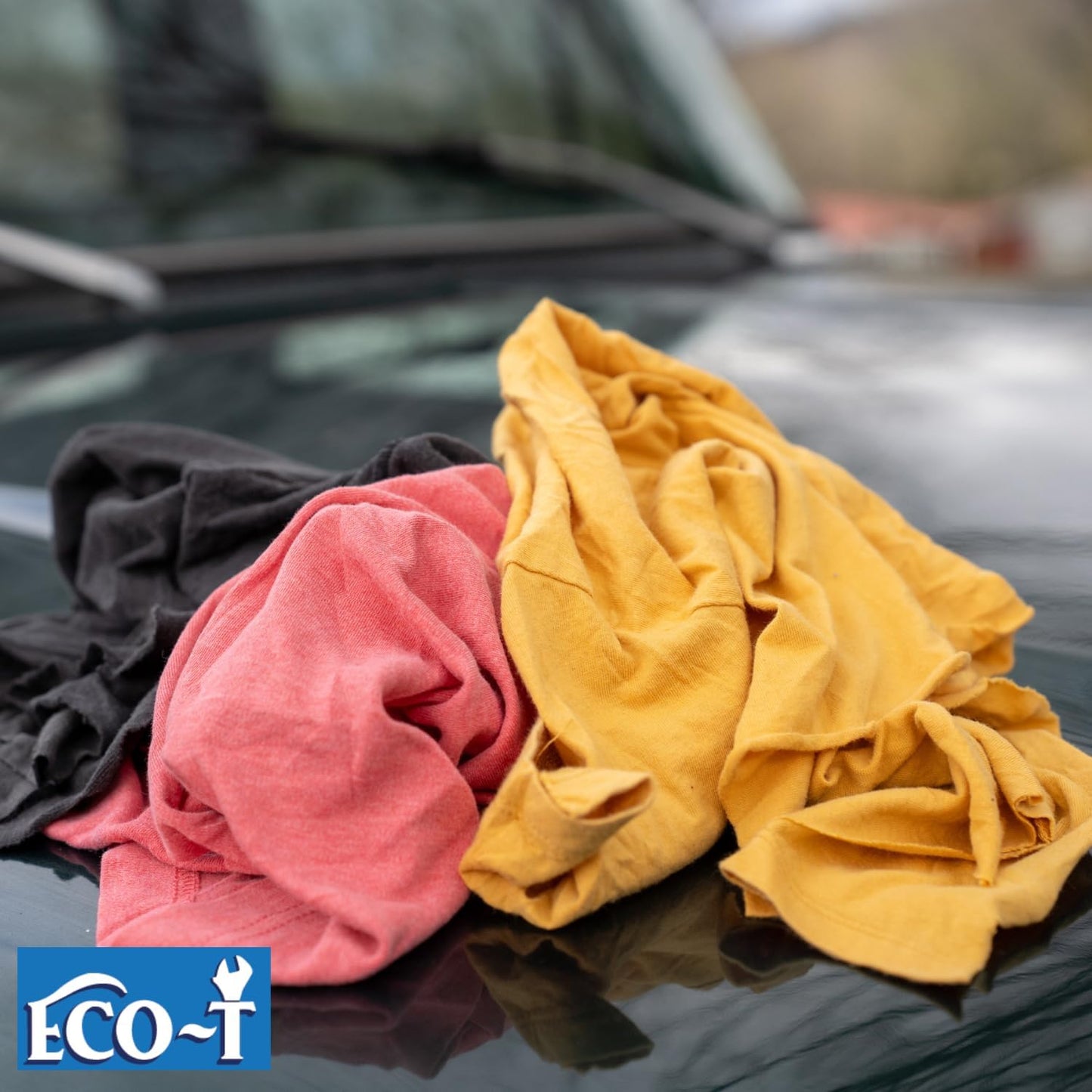 1 Lb Bag Eco-T Mechanic Shop Rags - Colored T-Shirt Material, 100% Recycled, Eco-Friendly, High