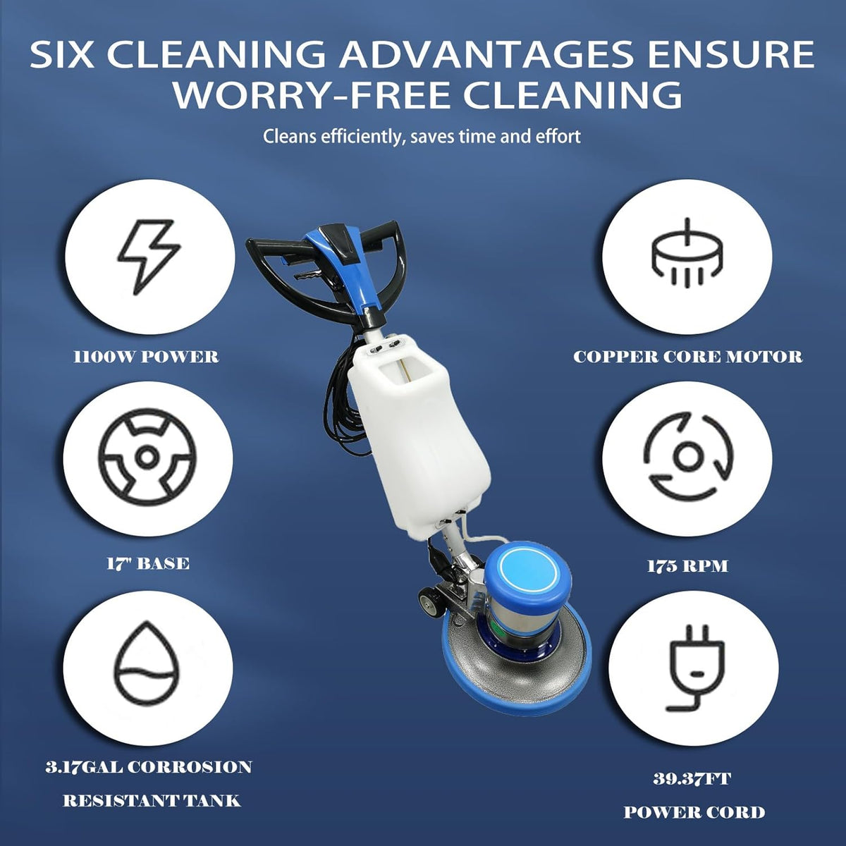 110V Floor Polisher Commercial Floor Scrubber Machine, Carpet Buffer Scrubber with 3.1gal Water