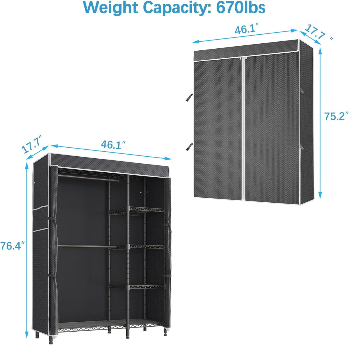 VIPEK V7C Garment Racks with Cover Portable Closets for Hanging Clothes, Heavy Duty Clothes Rack