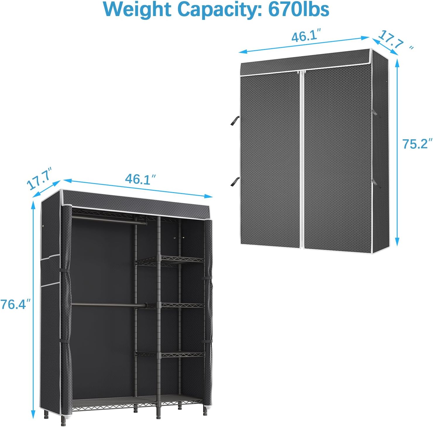 VIPEK V7C Garment Racks with Cover Portable Closets for Hanging Clothes, Heavy Duty Clothes Rack