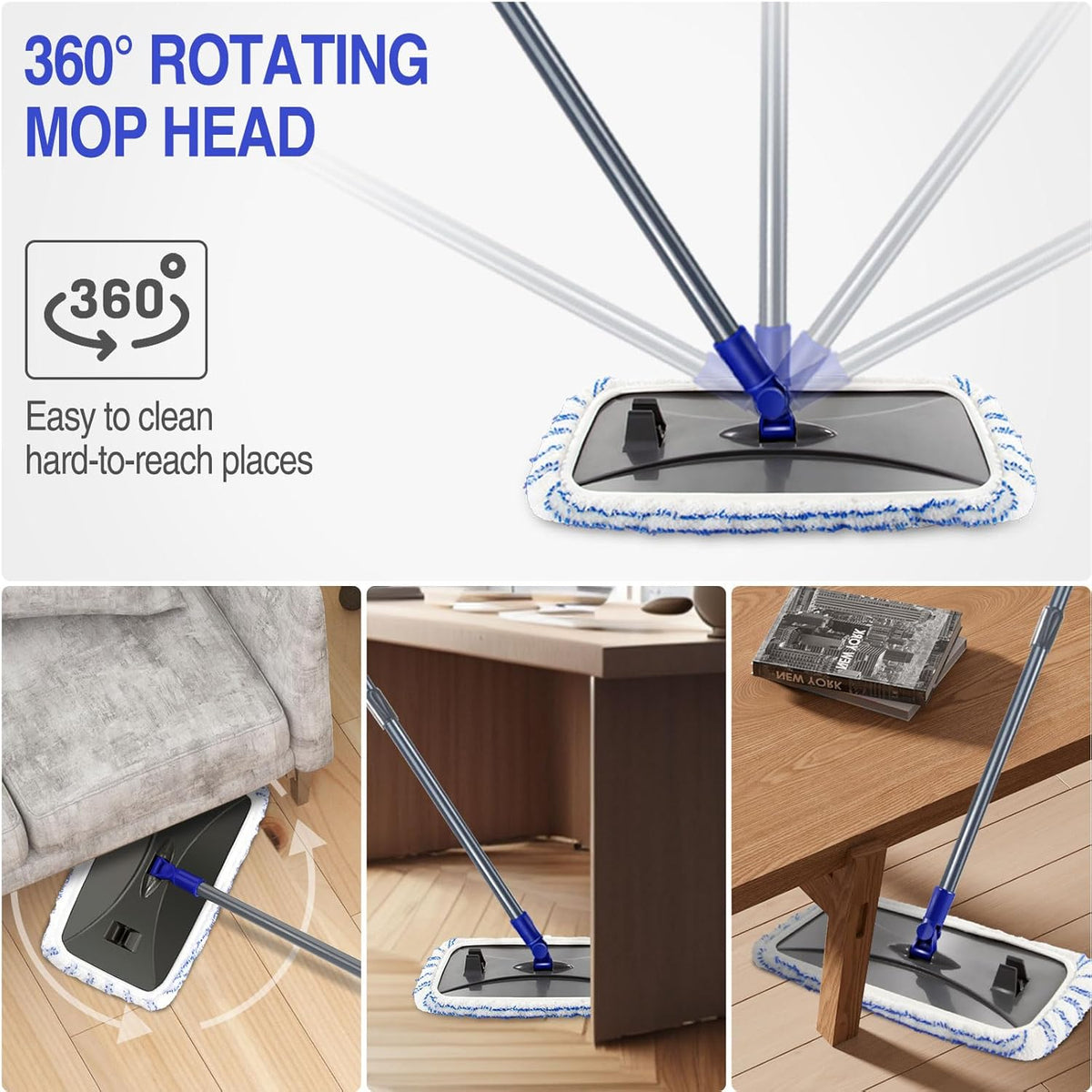 MASTERTOP Microfiber Mops for Floor Cleaning, Extra Large Industrial Mop,Floor Commercial Mop for