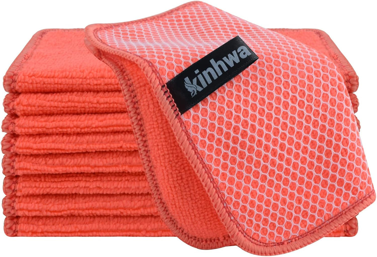 KinHwa Kitchen Washcloths for Dishes Absorbent Microfiber Dish Cloths Quick Dry Dish Rags with Poly