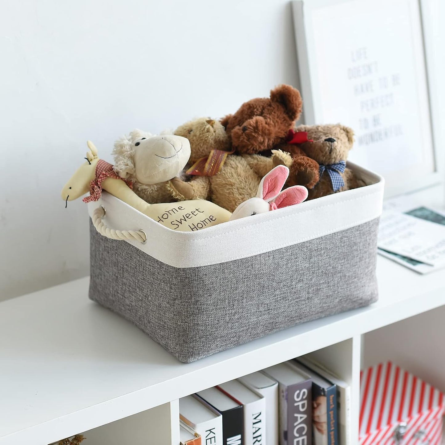 TheWarmHome Organization and Storage Basket for Organizing- 16x12x8 inch 1 Pack Fabric Storage