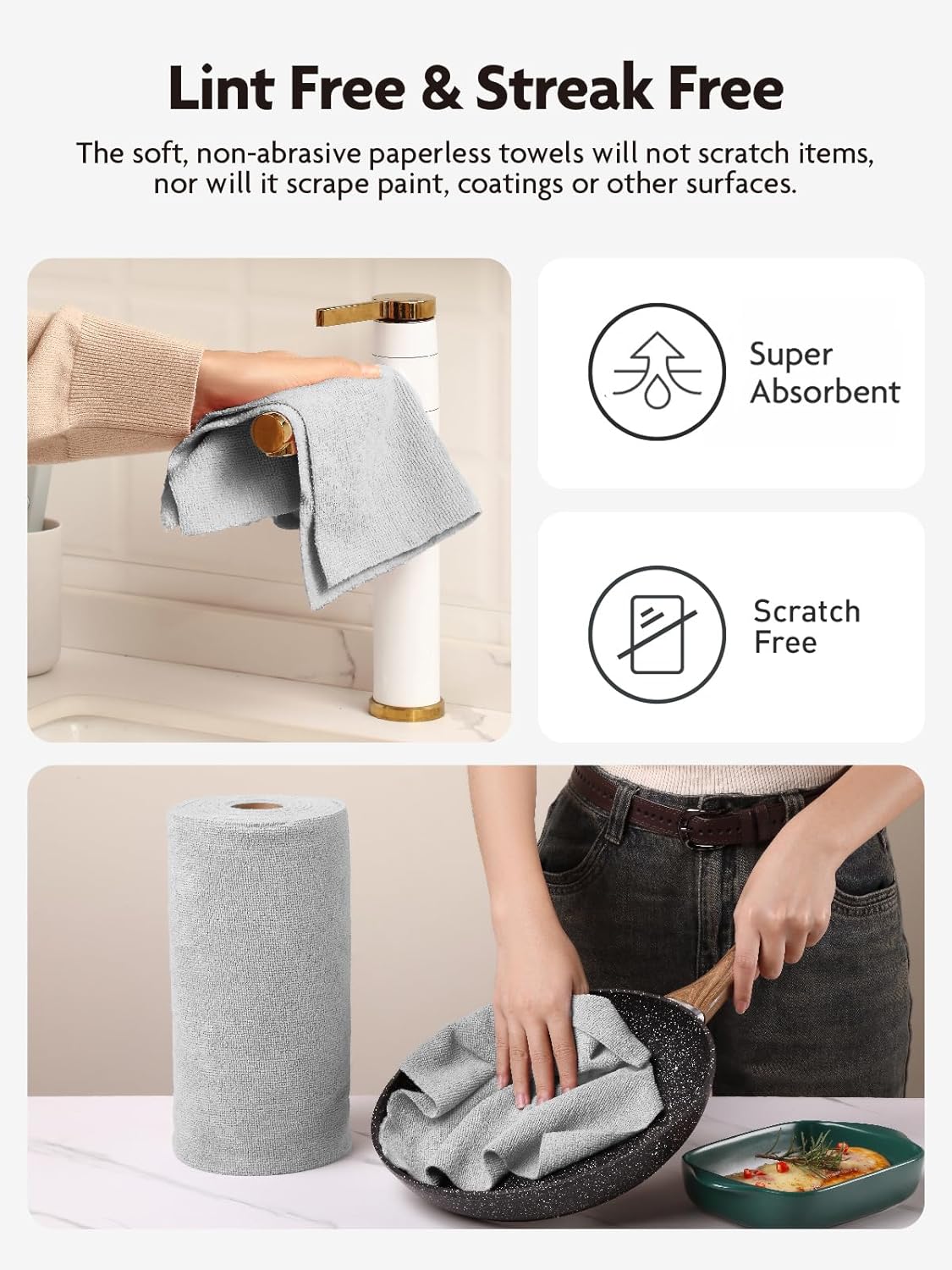 Fantasticlean Microfiber Cleaning Cloth Roll -150 Pack, Tear Away Microfiber Towels, 12" x 12"