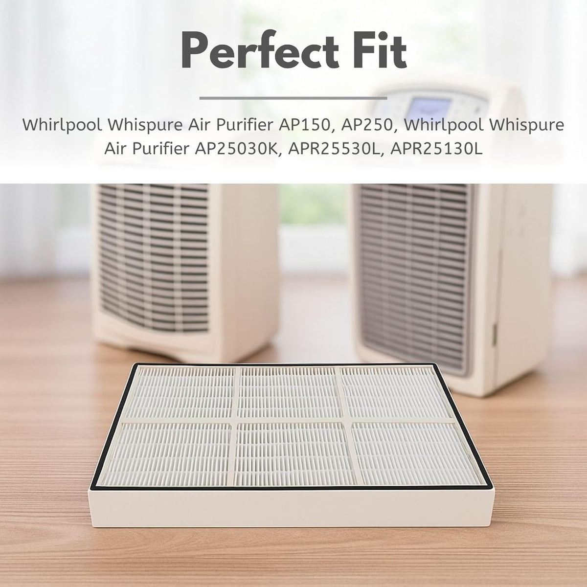 Nispira True HEPA Filter (Small) with 4 Pre-Carbon Filters Compatible with Whirlpool Whispure Air