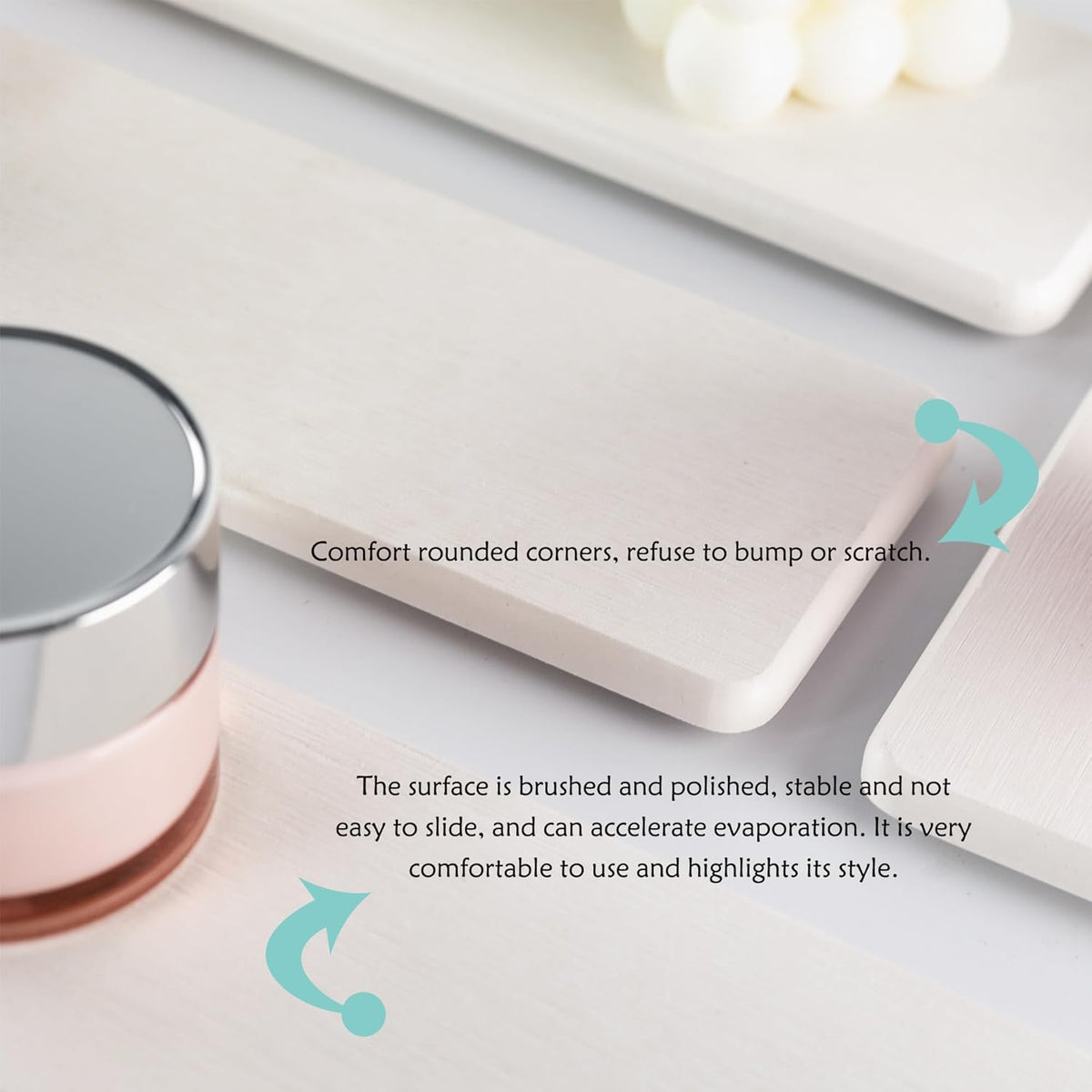 2 Pcs Water Absorbing Stone Trays, Kitchen/Bathroom Sink Soap Dish, Diatomite Tray Used for Hand