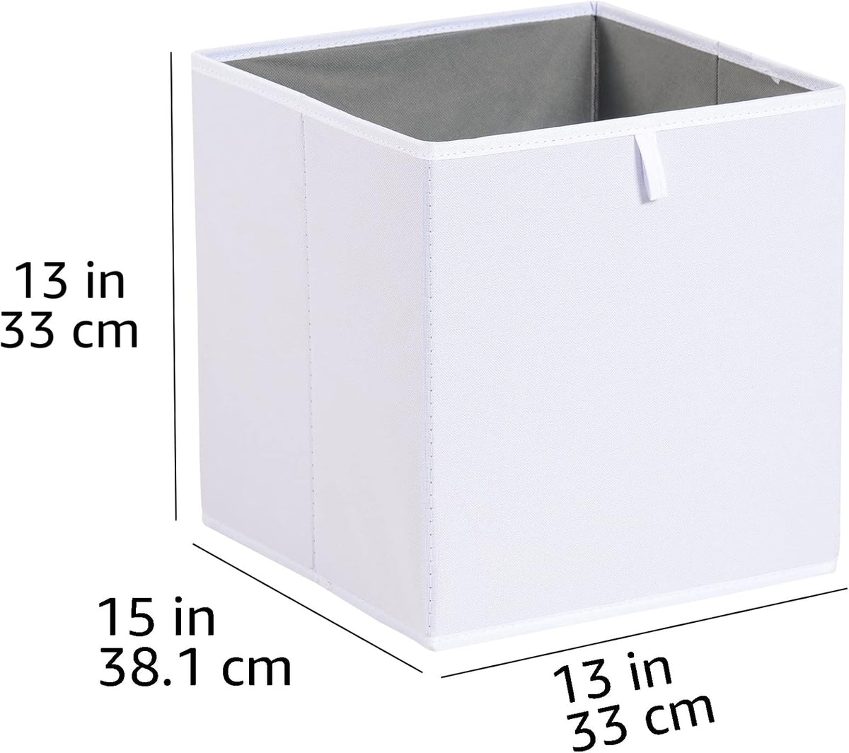 Amazon Basics Cube Organizer Bins, Collapsible Storage Baskets for Shelves, White, Pack of 6