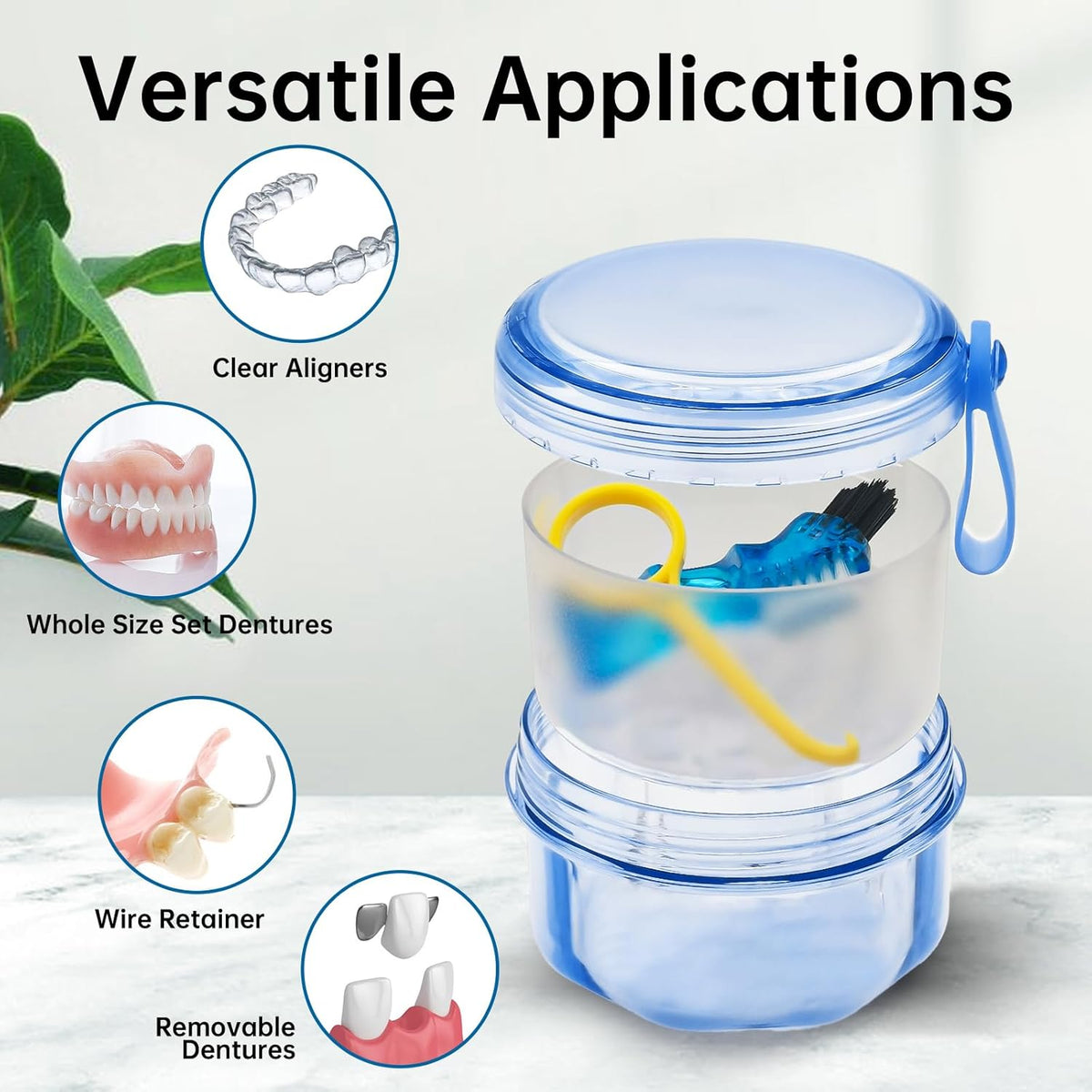 No Leak Partial Denture Case Retainer Bath Box Cup, Denture Soaking Cup False Teeth Holder Box Case