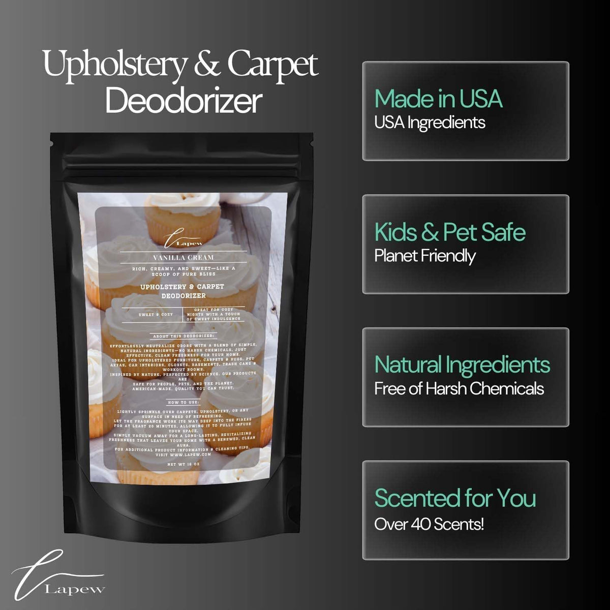 Vanilla Cream Carpet Deodorizer Powder for vacuuming | Powerful Odor Eliminator for Home |