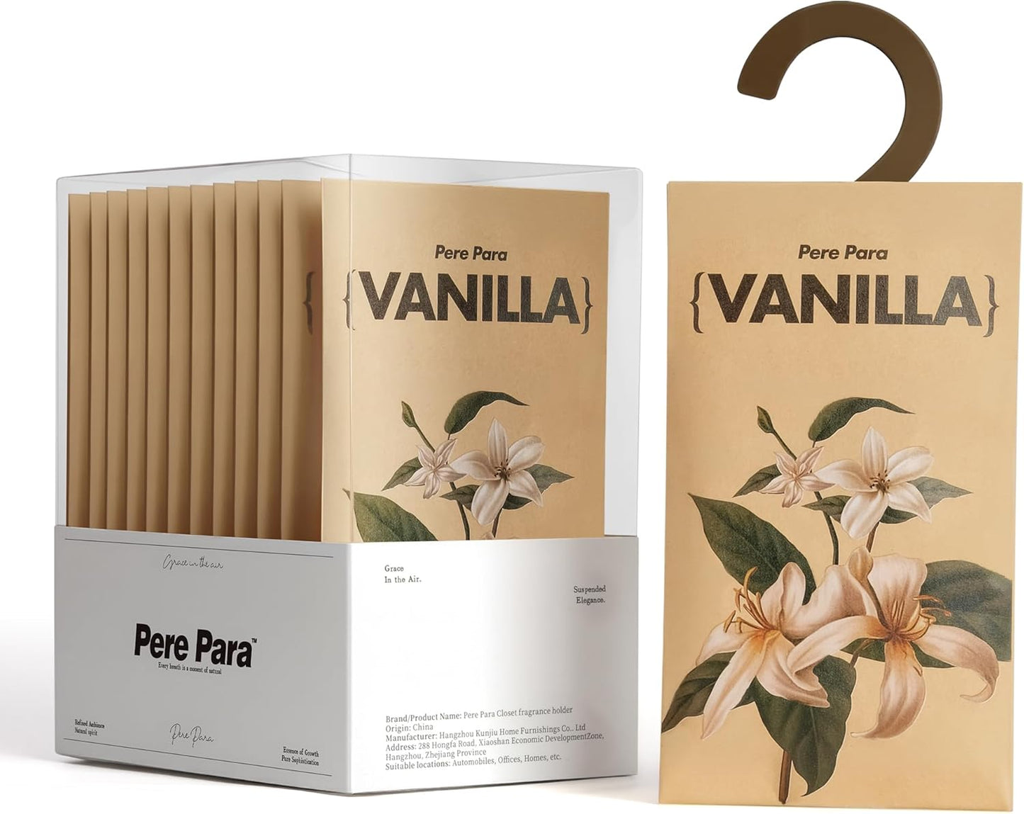 12 Packs Vanilla Walk in Closet Scent sachets, 【Deodorizer for Musty Odors】 Hanging Paper air