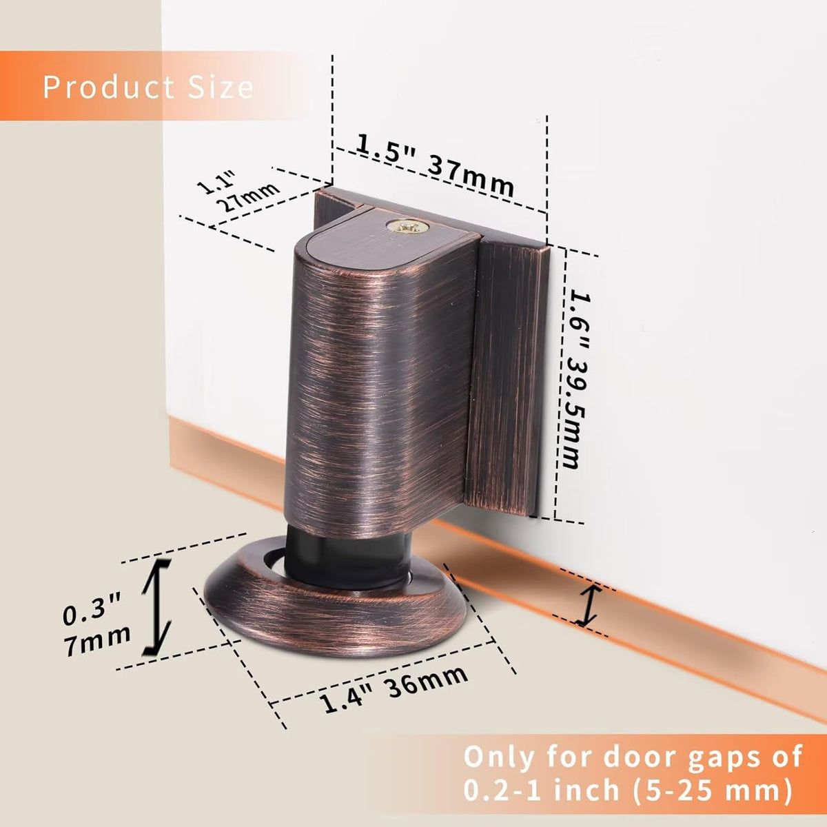 Bak Bo Magnetic Door Stoppers 2 Pack Bottom of Door Holder Keep Door Open No Drilling Magnet Floor