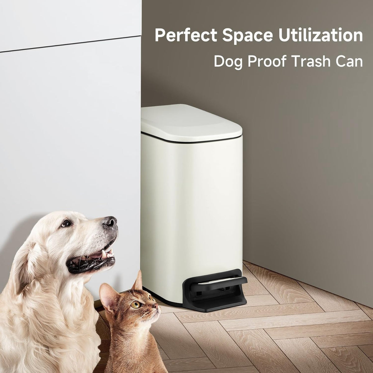 TIPGO Slim Bathroom Trash Can with Lid Soft Close, 6 Liter / 1.6 Gallon Stainless Steel Garbage