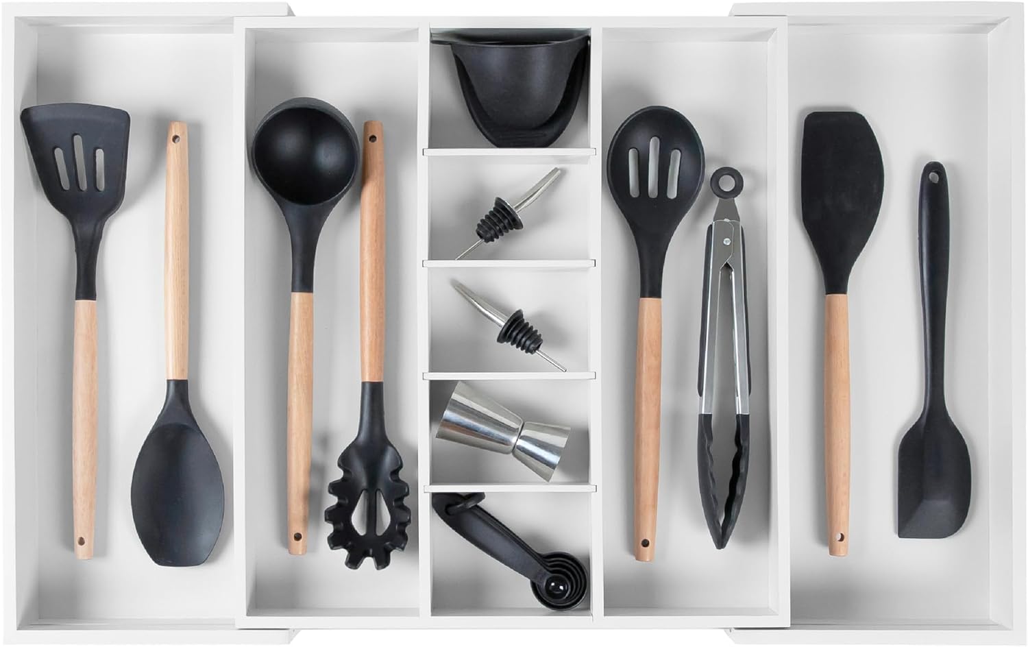 KitchenEdge Adjustable Kitchen Drawer Organizer for Utensils and Junk, Food-Safe Contract Grade