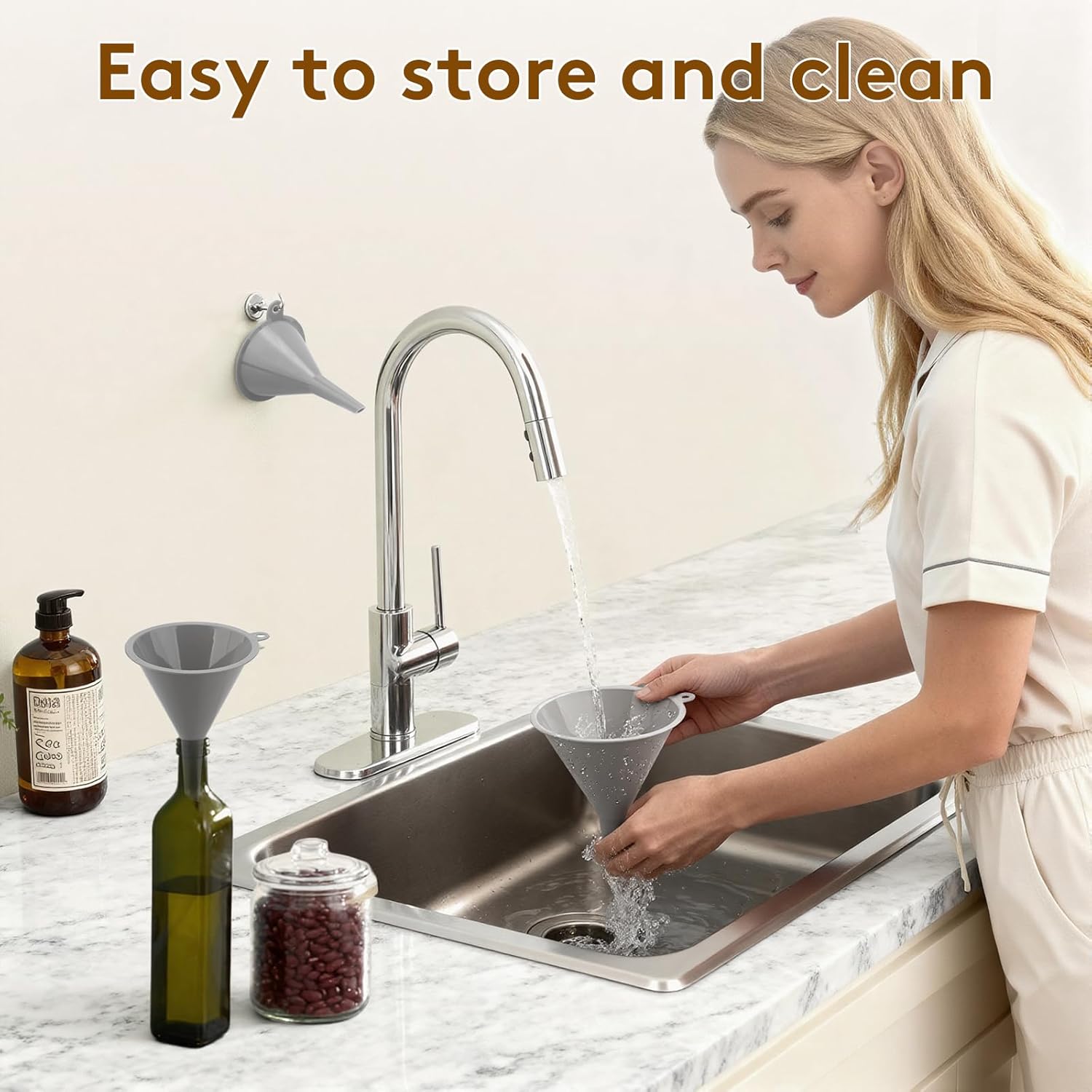 3Piece Plastic Kitchen Funnel Set, Multifunctional Funnels for Filling Bottles Canning Car Oil