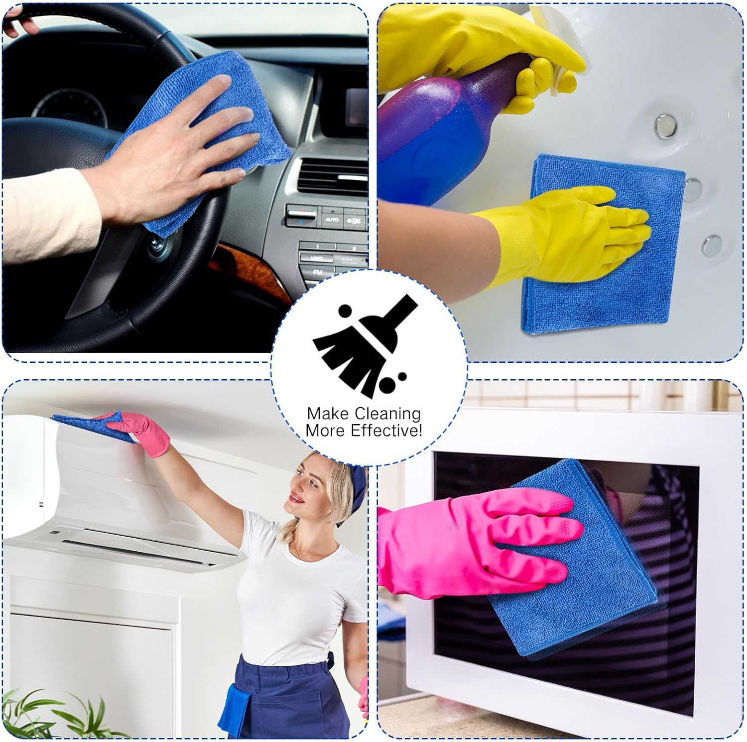 200 Pieces Microfiber Cleaning Cloths Bulk Absorbent Microfiber Towels Reusable Lint-Free Streak