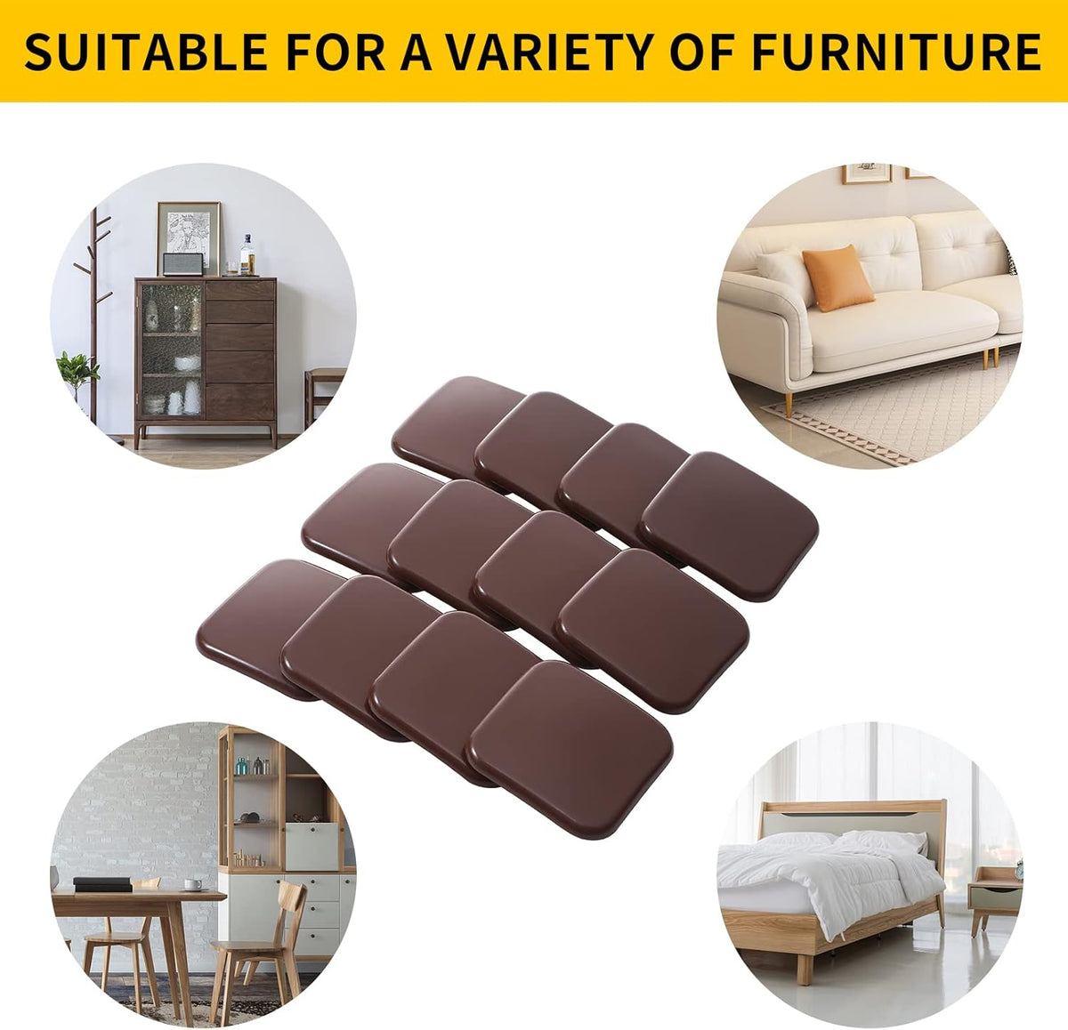 new space 3 Inch Furniture Sliders, 12pcs Sliders for Moving Furniture, Heavy-Duty Furniture Movers