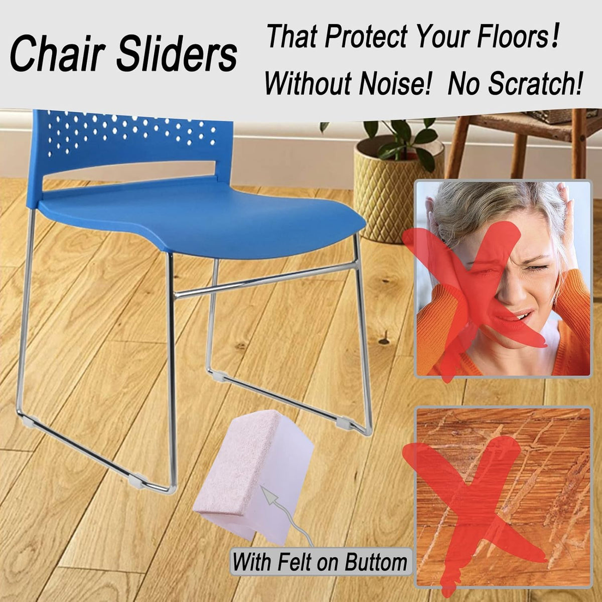 Rectangle U Shaped Chair Leg Tips Caps with Felt Pads,Furniture Feet Protector Slide Smoothly
