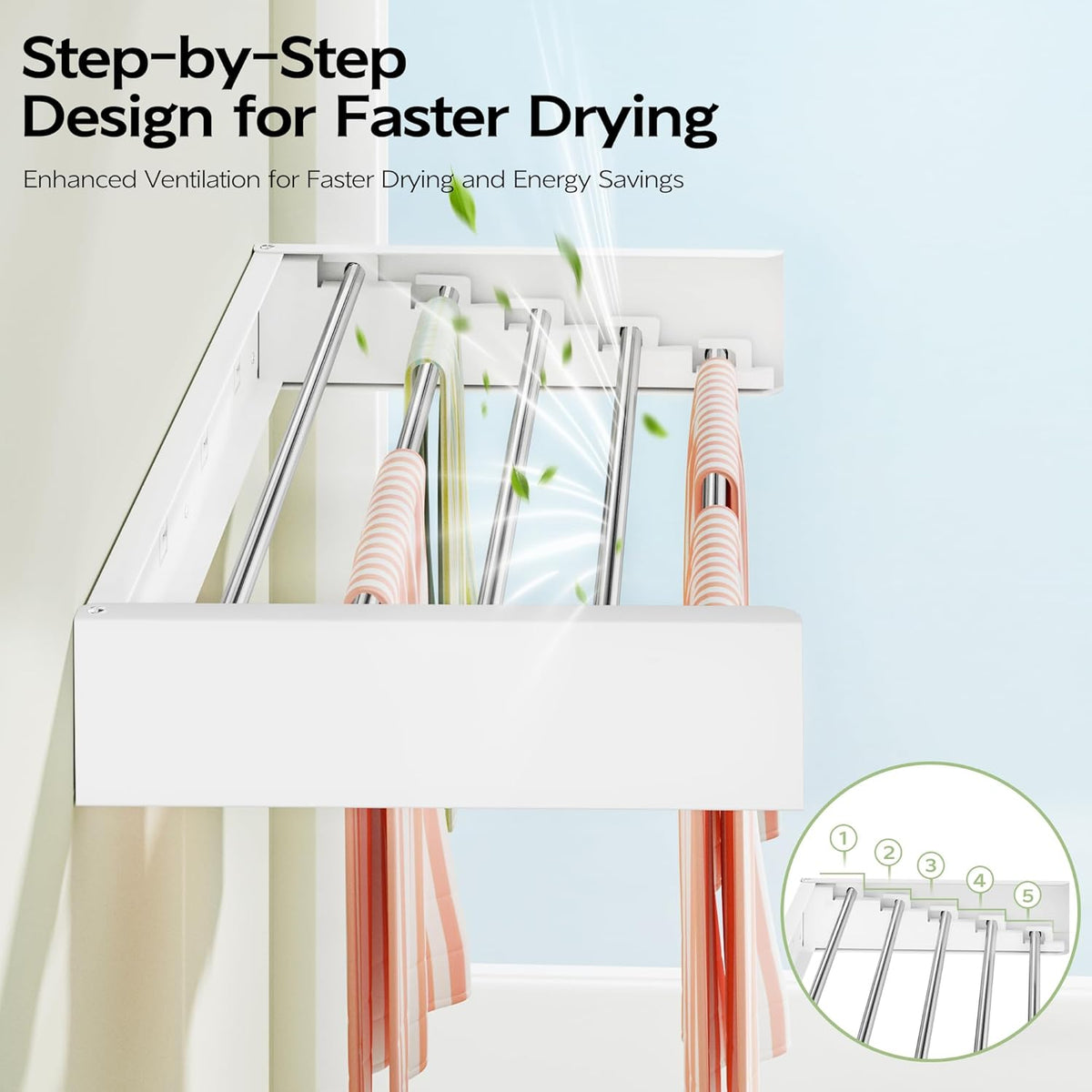 Wall Mounted Clothes Drying Rack 32", Foldable Wall Mount Laundry Rack Folding Indoor, Drying Rack