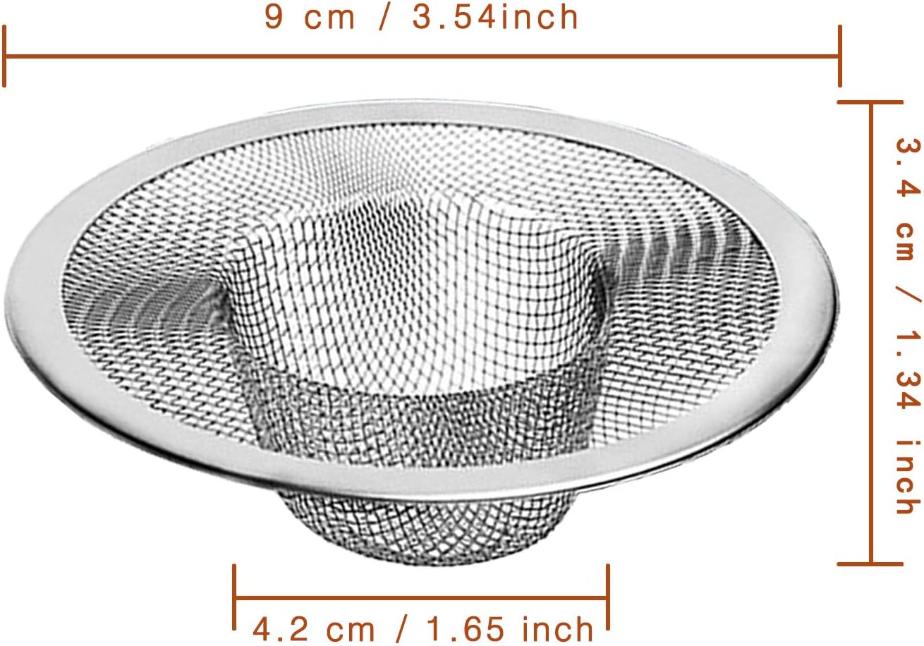 2pcs Heavy Duty Stainless Steel Slop Basket Filter Trap,3.54" Top / 1.65" Mesh Metal Sink